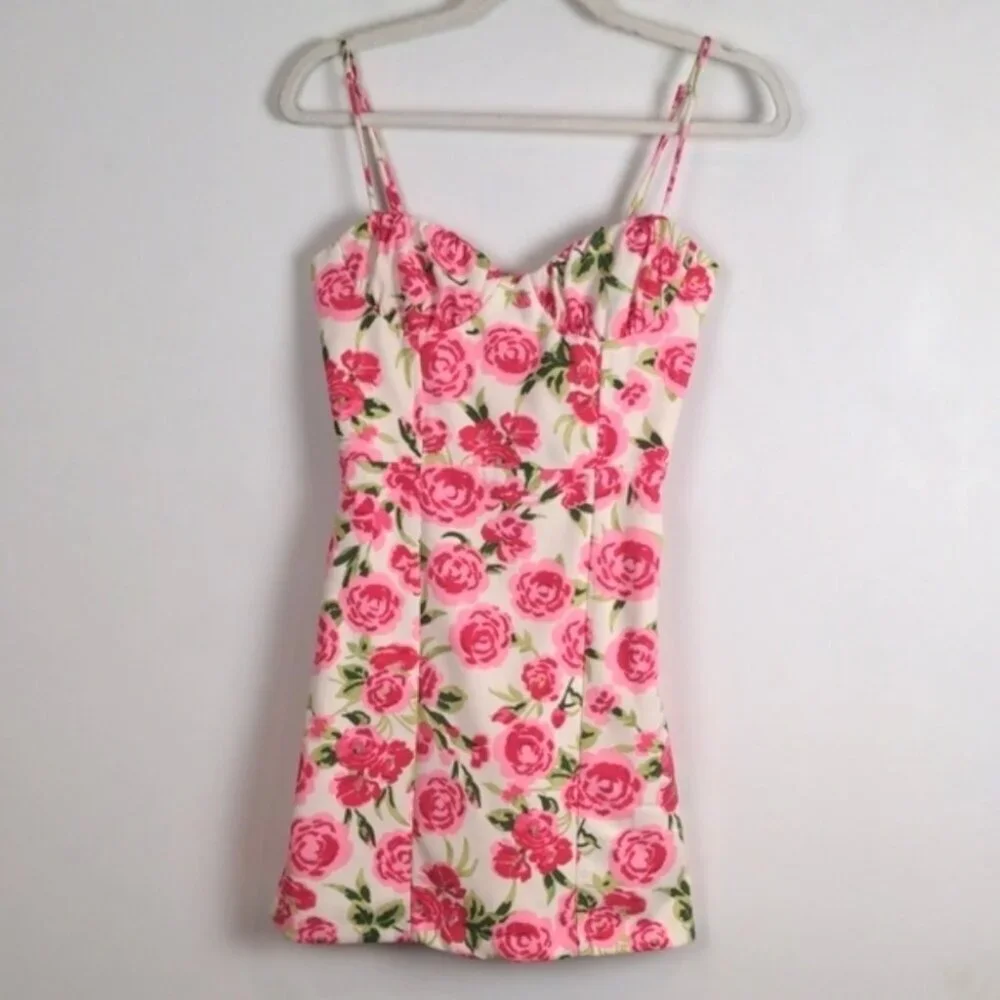 Dress Zara corset style dress with pink roses nwt - Picture 3 of 6